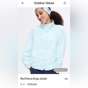 Outdoor Voices RecFleece Snap Jacket Moonstone Blue Color